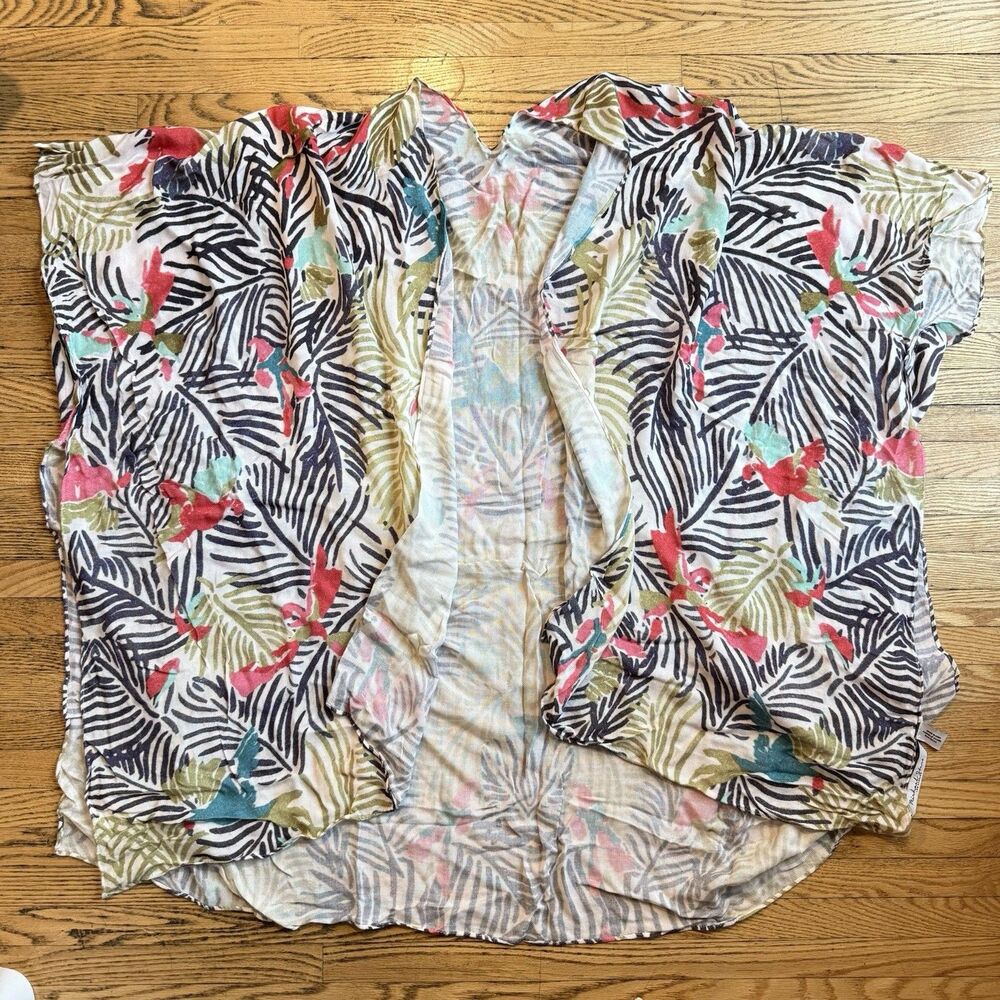 Michael Stars Kimono Tropical Viscose Open Front & Sides Cover Up Resort Beach